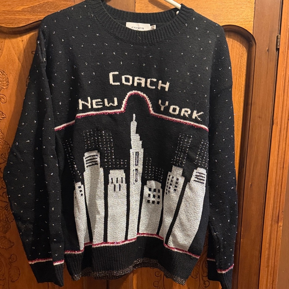 Coach Black New York Cityscape Crewneck Sweater